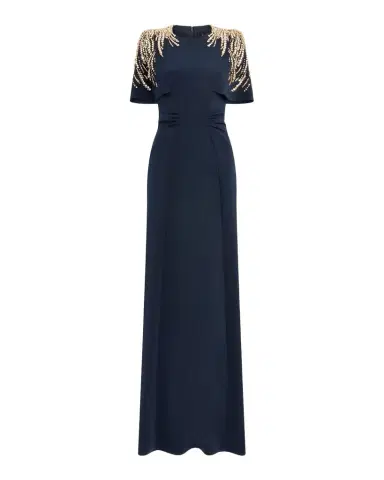 Jenny Packham Embellished Petal-Sleeve Trumpet Gown | Thumbnail 1