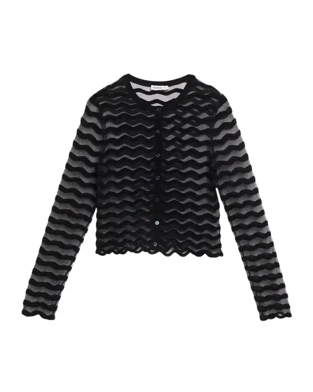 SIMKHAI Maxime Sheer Wavy Knit Cardigan