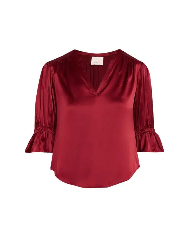 Cinq a Sept Fiona Silk Split-Neck Top