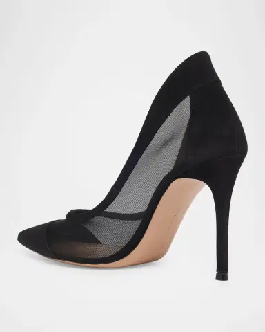 Gianvito Rossi 95mm Mesh and Suede Pointed-Toe Pumps | Thumbnail 2