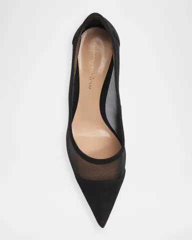 Gianvito Rossi 95mm Mesh and Suede Pointed-Toe Pumps | Thumbnail 4