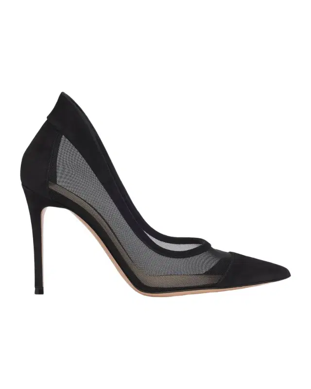 Gianvito Rossi 95mm Mesh and Suede Pointed-Toe Pumps