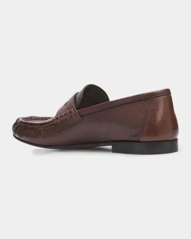 Brunello Cucinelli Cinched Leather Penny Loafers | Thumbnail 5