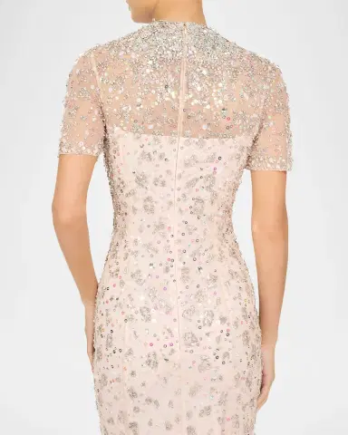 Jenny Packham Orchid Crystal Short-Sleeve Column Gown | Thumbnail 5