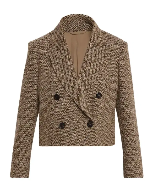 Brunello Cucinelli Sparkling Wool Herringbone Blazer