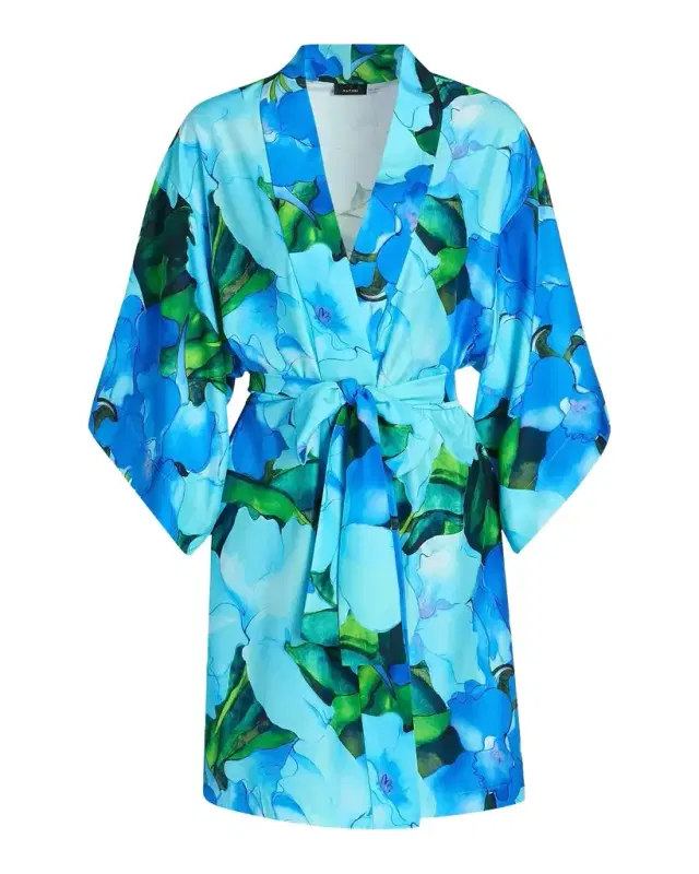 Natori Isla 3/4-Sleeve Floral Mini Robe