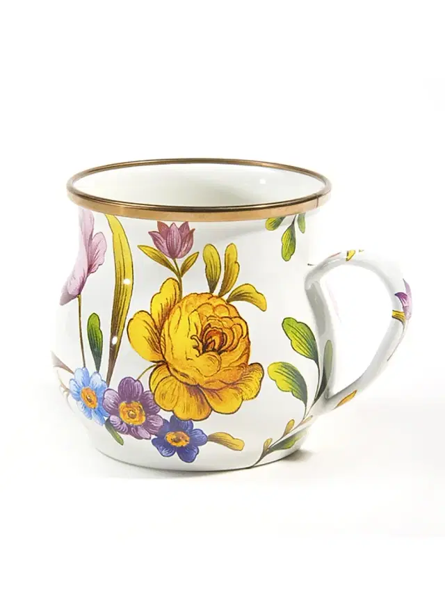 MacKenzie-Childs Flower Market Enameled Mug - White