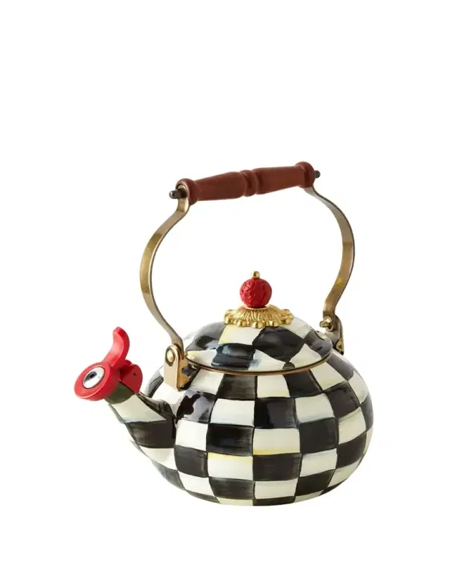 MacKenzie-Childs Courtly Check Enamel Whistling Tea Kettle