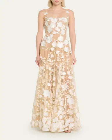 Bronx and Banco Jasmine Sleeveless Floral Applique Gown | Thumbnail 2 Bronx and Banco Jasmine Sleeveless Floral Applique Gown | Thumbnail 2