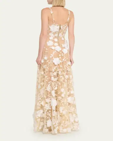 Bronx and Banco Jasmine Sleeveless Floral Applique Gown | Thumbnail 3 Bronx and Banco Jasmine Sleeveless Floral Applique Gown | Thumbnail 3