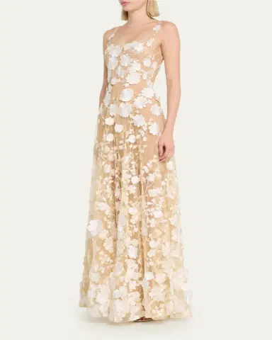 Bronx and Banco Jasmine Sleeveless Floral Applique Gown | Thumbnail 4 Bronx and Banco Jasmine Sleeveless Floral Applique Gown | Thumbnail 4
