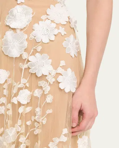 Bronx and Banco Jasmine Sleeveless Floral Applique Gown | Thumbnail 5 Bronx and Banco Jasmine Sleeveless Floral Applique Gown | Thumbnail 5