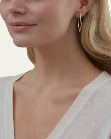Sara Weinstock 18K White Gold Veena Diamond Small Hoop Earrings | Thumbnail 2