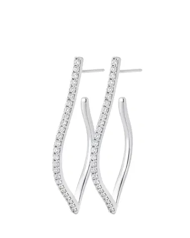 Sara Weinstock 18K White Gold Veena Diamond Small Hoop Earrings | Thumbnail 1