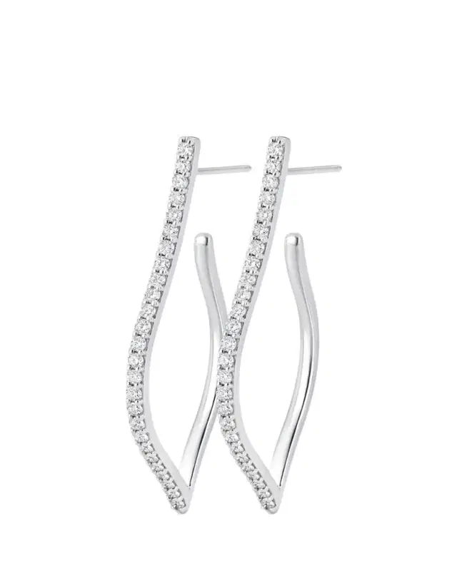 Sara Weinstock 18K White Gold Veena Diamond Small Hoop Earrings