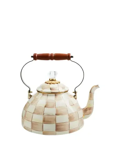 MacKenzie-Childs Mocha Check Tea Kettle, 3 Quarts | Thumbnail 1 MacKenzie-Childs Mocha Check Tea Kettle, 3 Quarts | Thumbnail 1