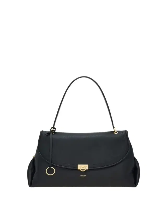 Ferragamo Gancini Leather Shoulder Bag