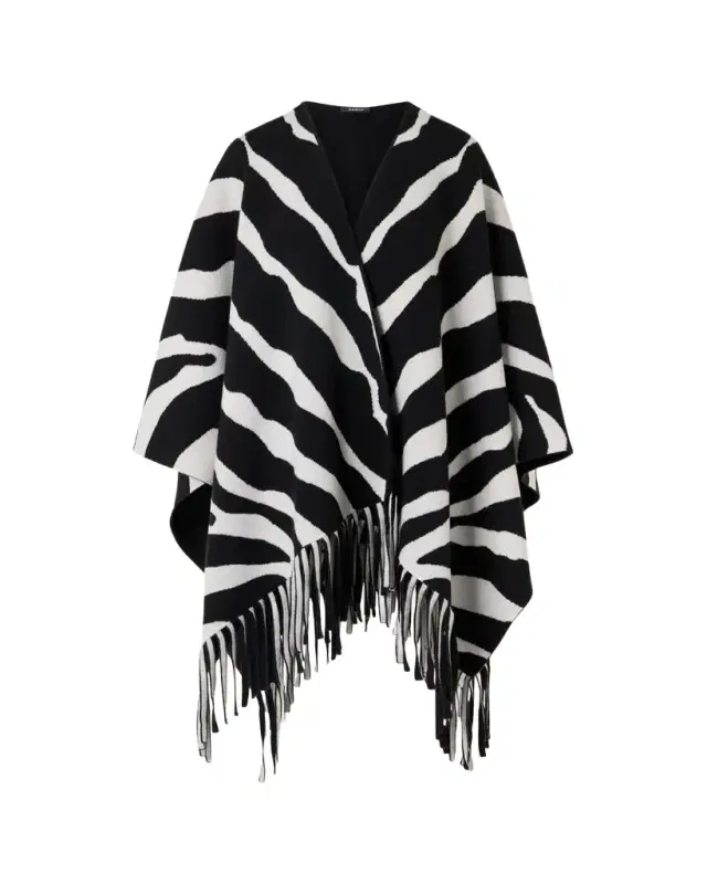 Akris Cashmere Knit Reversible Zebra Cape