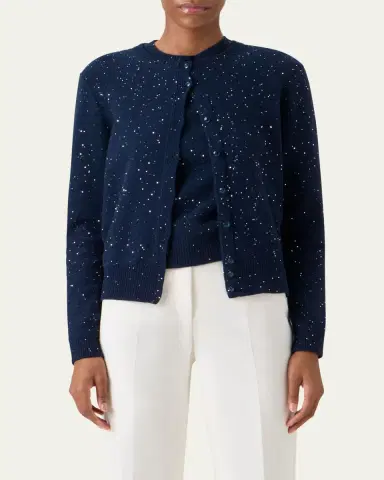 Akris Sequined Wool-Cashmere Knit Cardigan | Thumbnail 4