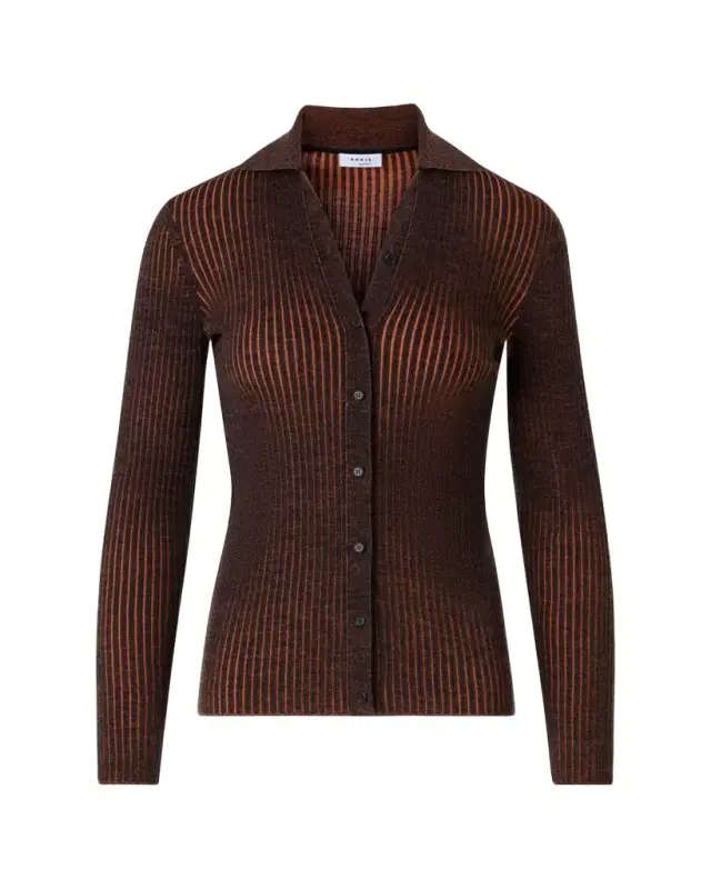 Akris punto Two-Tone Ribbed Merino Cardigan