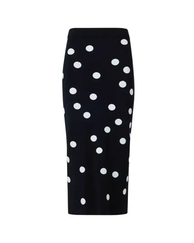 Akris punto Polka Dot Knit Midi Tube Skirt