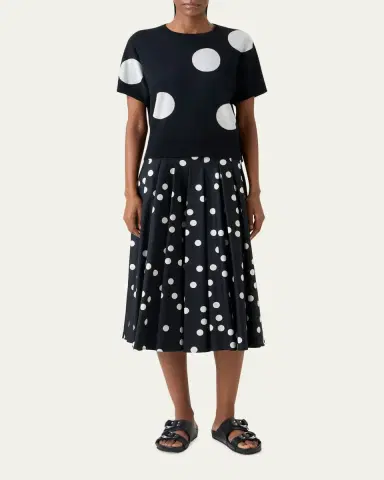 Akris punto Polka-Dot Merino Wool Short-Sleeve Sweater | Thumbnail 2 Akris punto Polka-Dot Merino Wool Short-Sleeve Sweater | Thumbnail 2