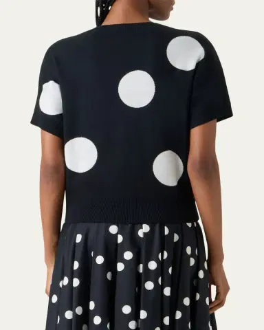 Akris punto Polka-Dot Merino Wool Short-Sleeve Sweater | Thumbnail 3 Akris punto Polka-Dot Merino Wool Short-Sleeve Sweater | Thumbnail 3