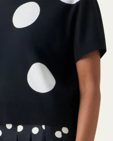 Akris punto Polka-Dot Merino Wool Short-Sleeve Sweater | Thumbnail 5 Akris punto Polka-Dot Merino Wool Short-Sleeve Sweater | Thumbnail 5