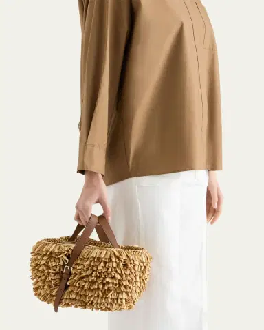 Valextra Mini Fringe Raffia Bucket Bag | Thumbnail 2 Valextra Mini Fringe Raffia Bucket Bag | Thumbnail 2