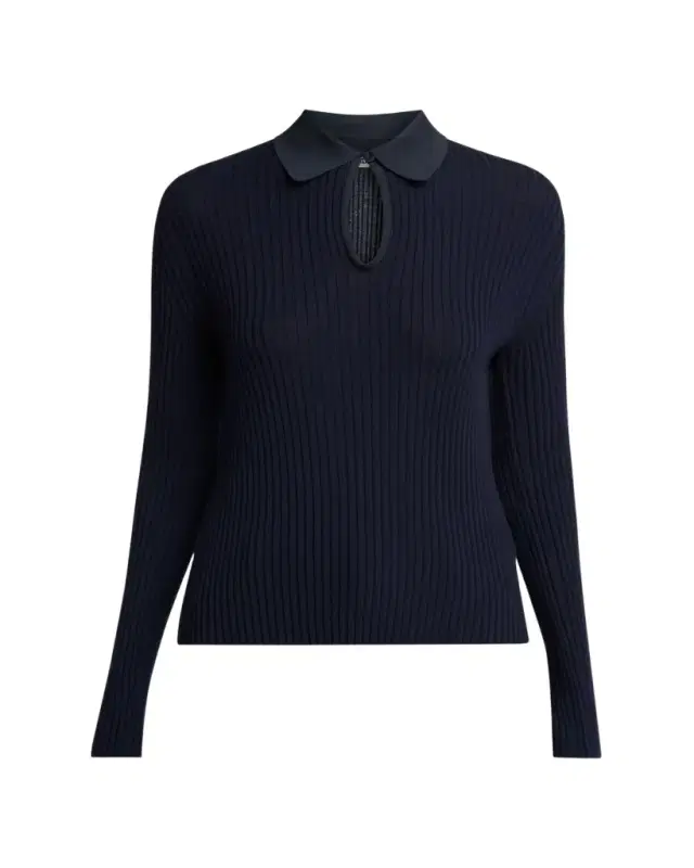 Jil Sander Long-Sleeve Button-Keyhole Polo Shirt