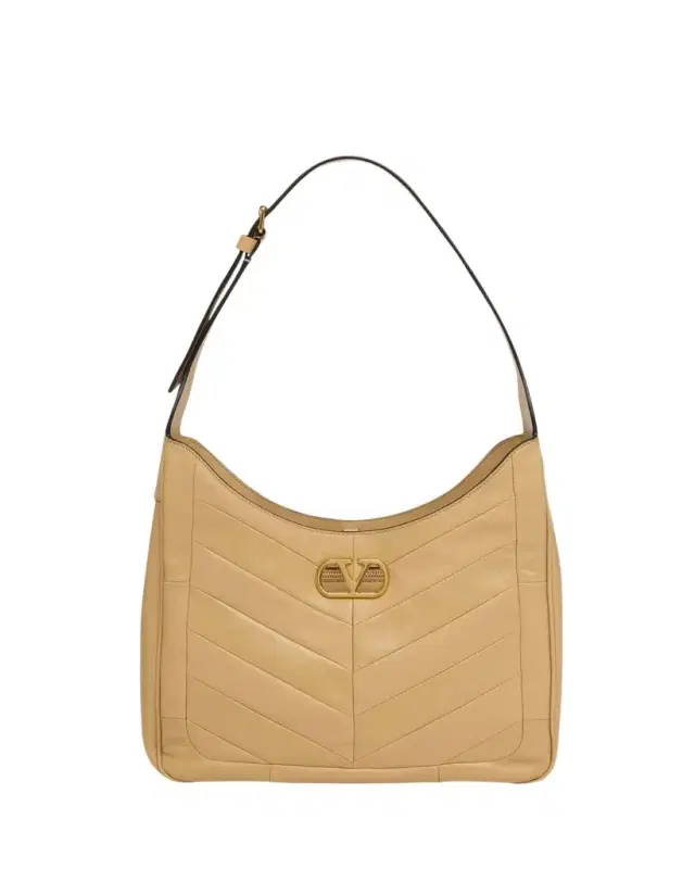 Valentino Garavani Medium Chevron Leather Hobo Bag