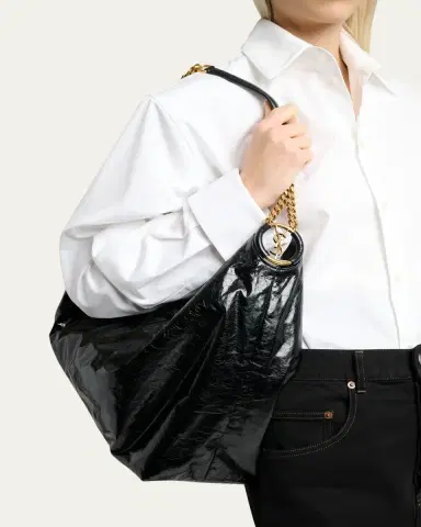Saint Laurent Cassandre Hobo Bag in Crinkled Patent Leather | Thumbnail 2 Saint Laurent Cassandre Hobo Bag in Crinkled Patent Leather | Thumbnail 2