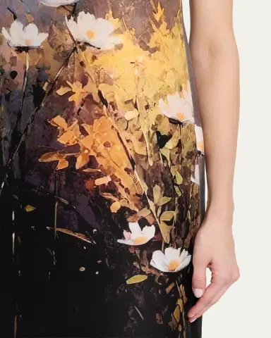 Rickie Freeman for Teri Jon Cap-Sleeve Floral Mikado Dress | Thumbnail 5