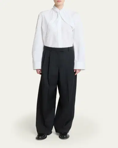 Givenchy Bow Neck Cotton-Poplin Button-Down Shirt | Thumbnail 2