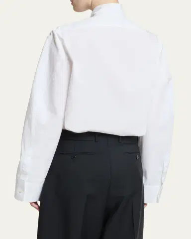 Givenchy Bow Neck Cotton-Poplin Button-Down Shirt | Thumbnail 3