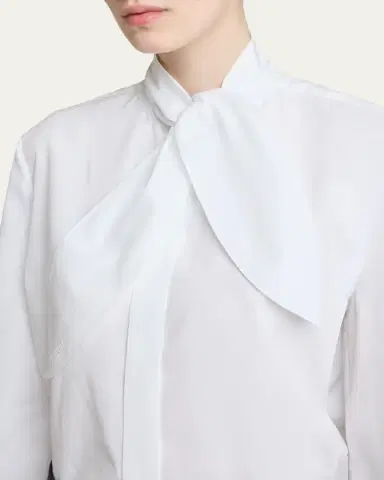Givenchy Bow Neck Cotton-Poplin Button-Down Shirt | Thumbnail 5