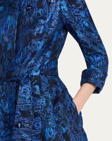 Rickie Freeman for Teri Jon Metallic Jacquard Organza Midi Shirtdress | Thumbnail 5