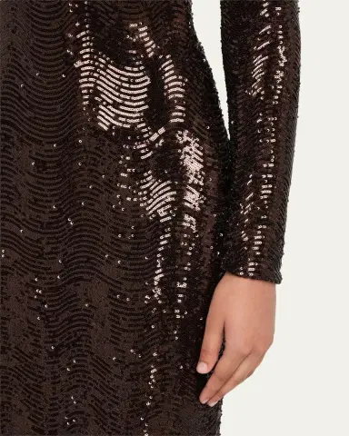 Atelier Prabal Gurung Long Sleeve Open Back Sequin Dress | Thumbnail 5