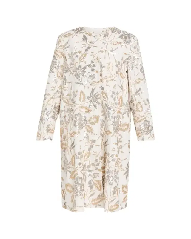 Prabal Gurung Single-Breasted Floral Sequined Collarless Car Coat