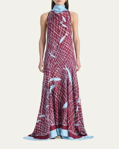 Altuzarra Moonlight Sleeveless Turtleneck Silk Maxi Dress | Thumbnail 2