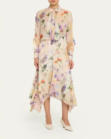 PRABAL GURUNG Floral-Print Collared Blouse with Tie Detail | Thumbnail 2 PRABAL GURUNG Floral-Print Collared Blouse with Tie Detail | Thumbnail 2