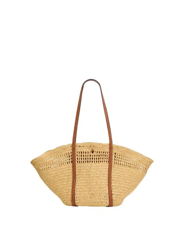 Ulla Johnson Marina Raffia Leather-Trim Tote Bag