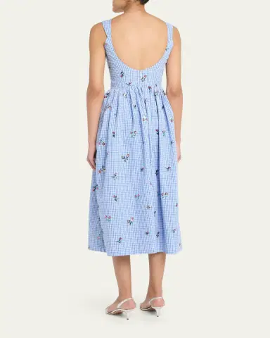 Markarian Nara Sequin Embroidered Check Fit-And-Flare Midi Dress | Thumbnail 3 Markarian Nara Sequin Embroidered Check Fit-And-Flare Midi Dress | Thumbnail 3