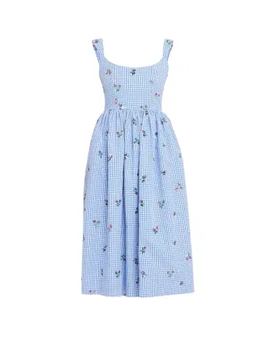 Markarian Nara Sequin Embroidered Check Fit-And-Flare Midi Dress | Thumbnail 1 Markarian Nara Sequin Embroidered Check Fit-And-Flare Midi Dress | Thumbnail 1