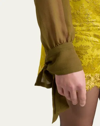 Saint Laurent Lavalliere Silk Long-Sleeve Blouse | Thumbnail 5