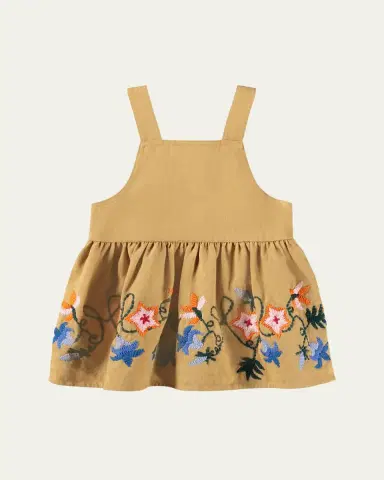 Molo Girl's Colleena Embroidered Cotton Pinafore Dress, Size -3 | Thumbnail 2