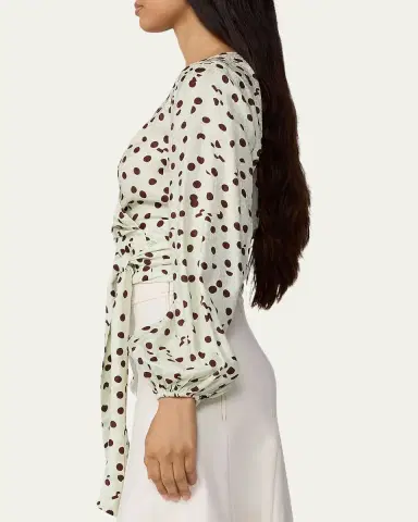 Diane von Furstenberg Phoebe Polka-Dot Animal-Pattern Wrap Top | Thumbnail 4 Diane von Furstenberg Phoebe Polka-Dot Animal-Pattern Wrap Top | Thumbnail 4