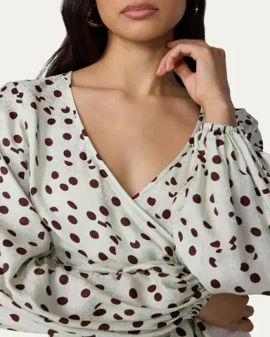 Diane von Furstenberg Phoebe Polka-Dot Animal-Pattern Wrap Top | Thumbnail 5 Diane von Furstenberg Phoebe Polka-Dot Animal-Pattern Wrap Top | Thumbnail 5
