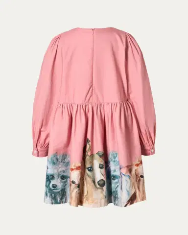 Molo Girl's Cleo Long-Sleeve Printed Poplin Dress, Size 2-6 | Thumbnail 2