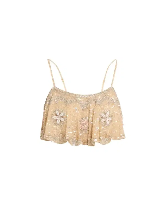 LoveShackFancy Sorwyn Embellished Crop Top